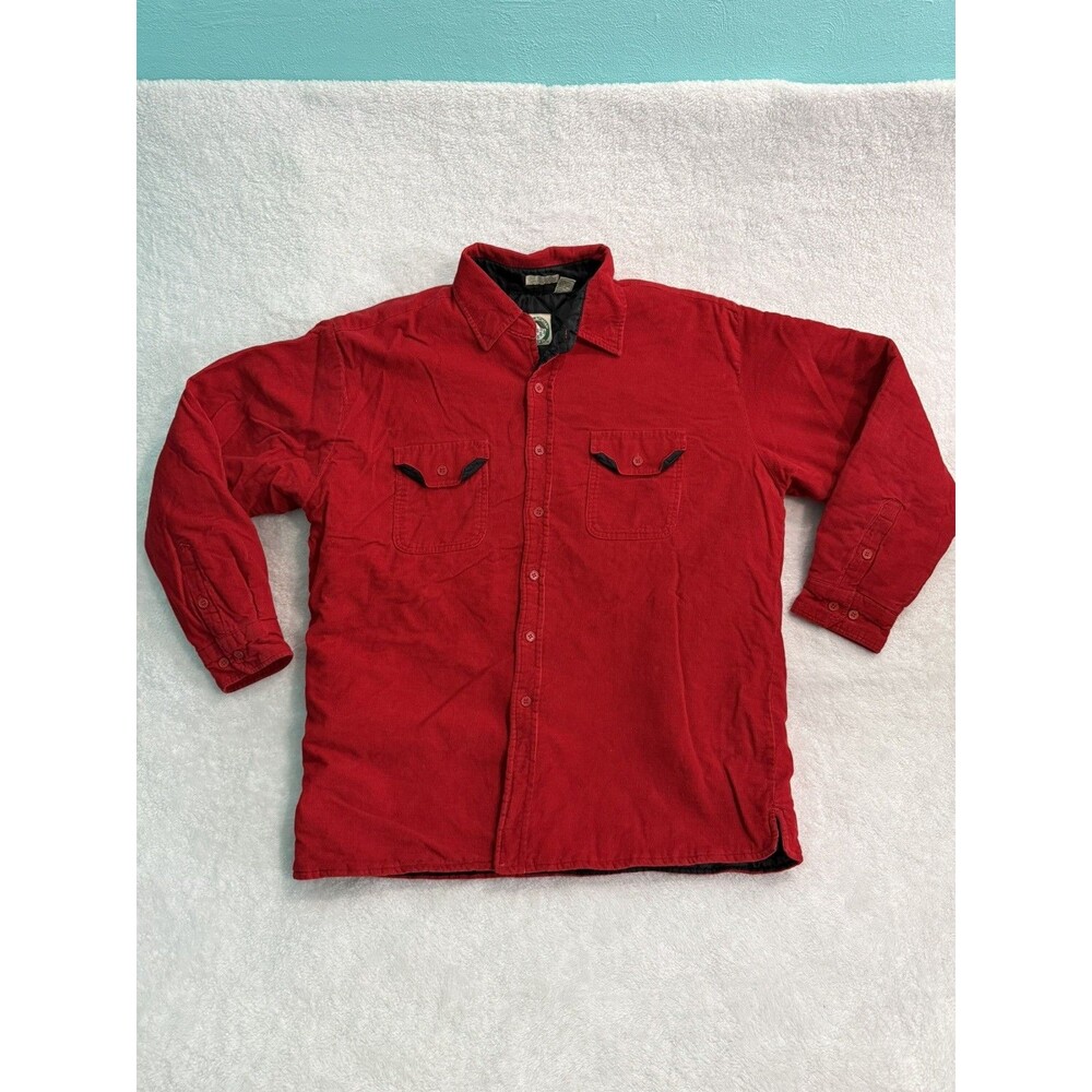 Appalachian Trail Corduroy Shirt Jacket Men's Large Red Quilted Lined Button Up